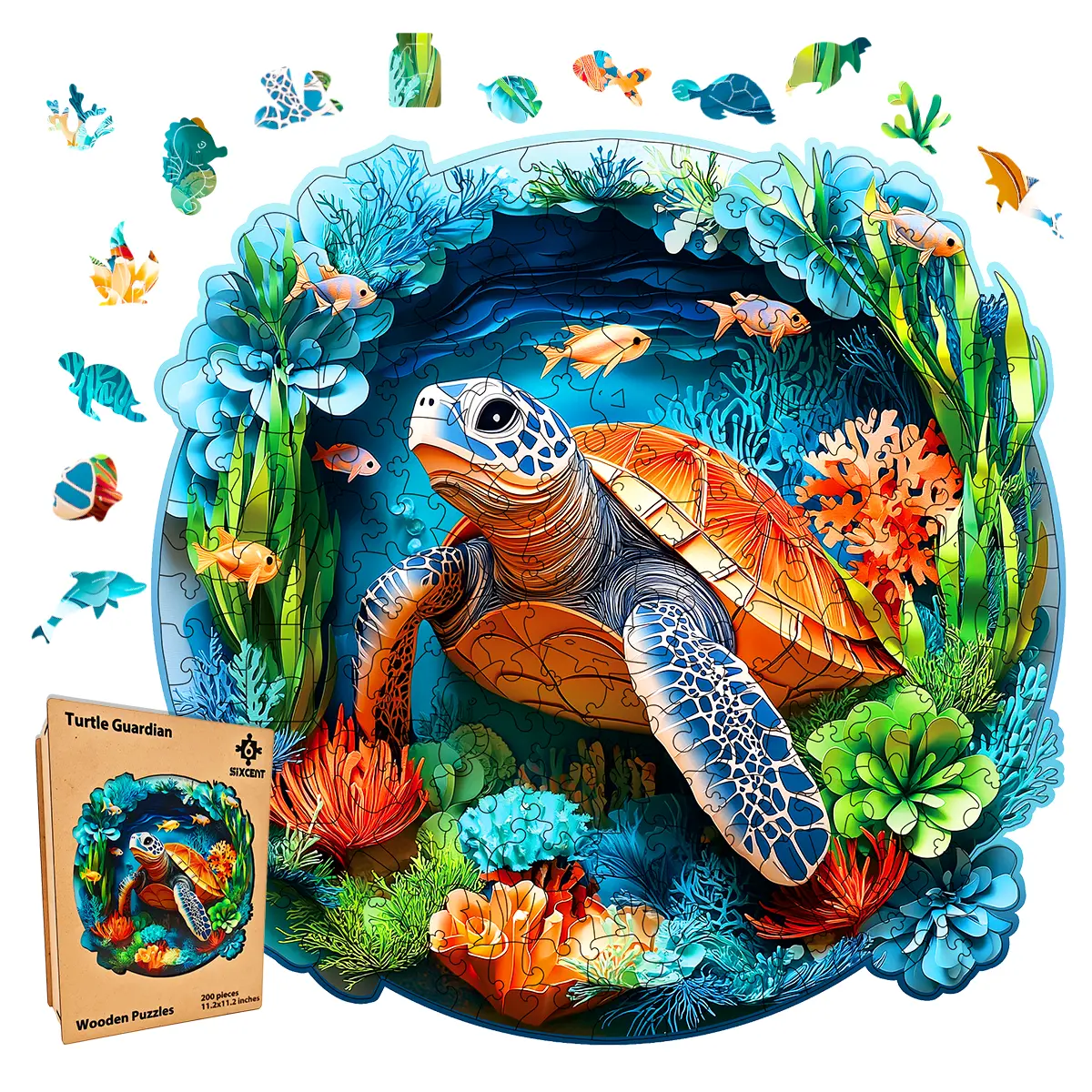 Wooden Puzzles,Sixcent Jigsaw Puzzles,Unique Shaped,Wooden Puzzle for Adults and Kids,Hoilday Gift,Family Game,Laser Cut, sublimation Puzzle