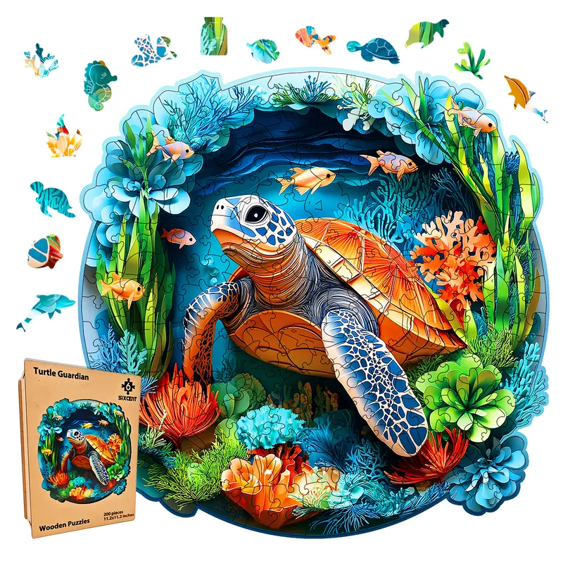 Wooden Puzzles,Sixcent Jigsaw Puzzles,Unique Shaped,Wooden Puzzle for Adults and Kids,Hoilday Gift,Family Game,Laser Cut, sublimation Puzzle