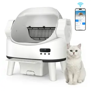 Linvivon Automatic Cat Litter Box App Control 2.4GHz WiFi Safety Protection Large Capacity  for Multiple Cats  Safety Sensors Protection  21 × 17.5 × 24.1 in