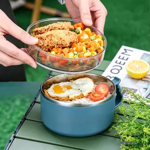 1PC Lunch Box, Double Layer 304 Stainless Steel Ramen Bowl | Leakproof Insulated Lunch Container Portable Instant Noodle Cup For Office Student Camping Meal Prep Food Storage