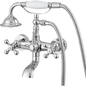 VEVOR Clawfoot Tub Faucet, Wall Mount Bathtub Faucets with Handheld Shower, Vintage Brushed Nickel Clawfoot Tub Filler Faucet Shower Kit with Adjustable Swing Arms 360 Rotation Spout for BathtubsVEVOR Super Brand Day