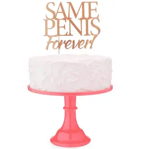 Same Penis Forever Funny Glitter Cake Topper – Hilarious Party Gag & Decoration