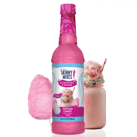 Jordan’s Skinny Mixes Sugar Free Cotton Candy Water Flavored Syrup, 0 Calories, Great For Water, Cocktails, Mocktails, Tea, Water, Lemonade, Smoothies, Dirty Soda, Refreshers & More! 25.4 fl oz