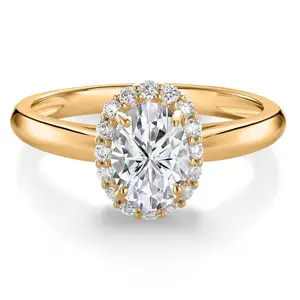 1.16 Cttw 10K Yellow Gold IGI Certified Lab Grown Diamond Halo Engagement Ring For Women | Center Oval Cut Diamond 1 Ct | D-E Color | VS1-VS2 Clarity