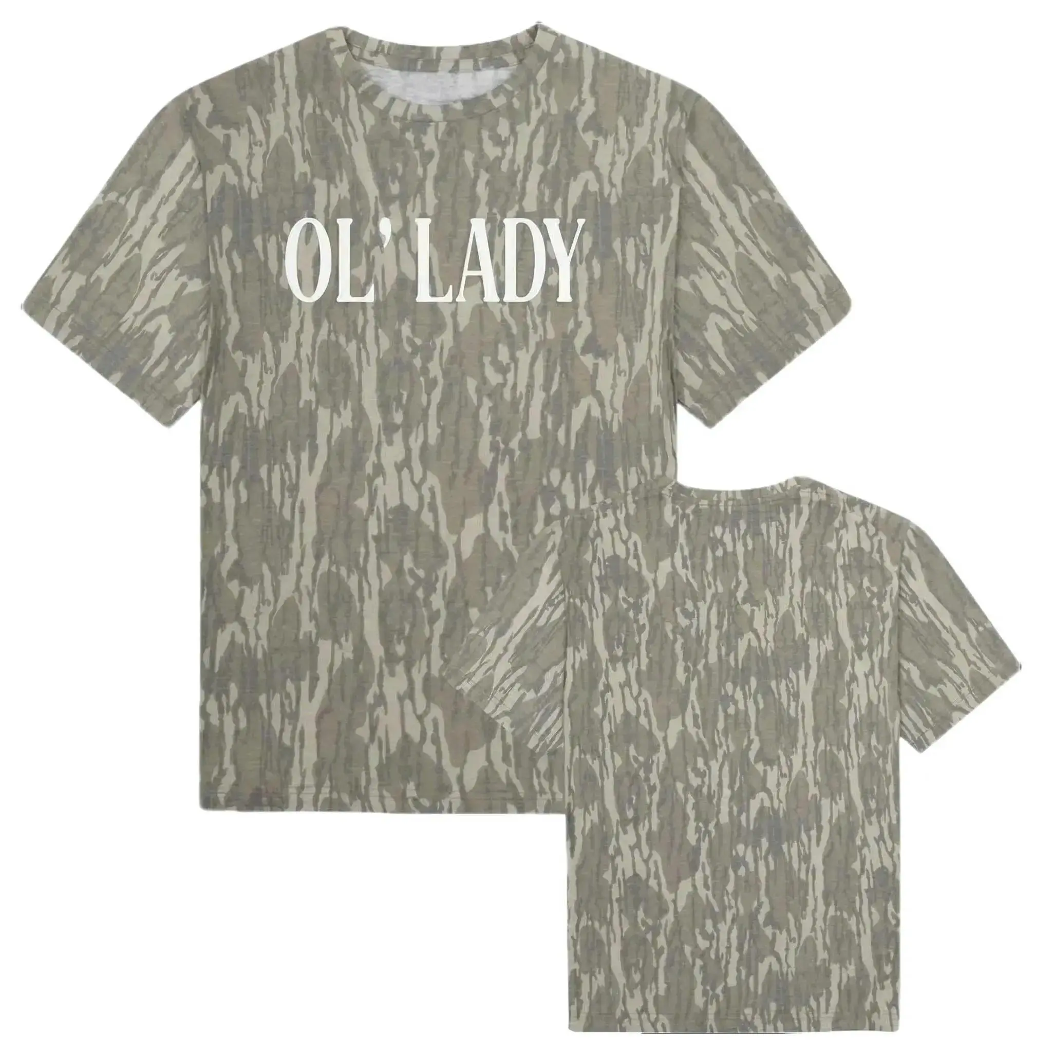 Mossy Oak Ol' Lady Tee, Vintage Bottomland Camo Hunting Tee, Outdoor Short Sleeve Shirt, Hunting 3D Tee, Gift For Him, Gift For Dad