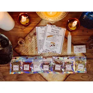 Fertility Spell Jar Kit with Scent, Candle, Clover, Crystals, Flowers, Glass, Incense & Light for Protection and Manifestation