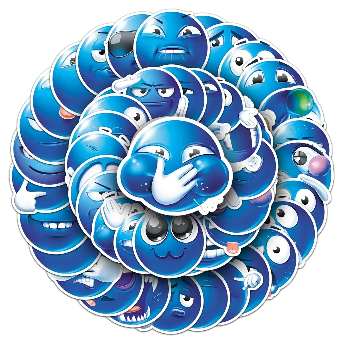 100pcs two sets of repetition cartoon blue bean cute creative stickers Sticker Packs suitcase refrigerator glass personality decorative stickers, Sticker Decorations