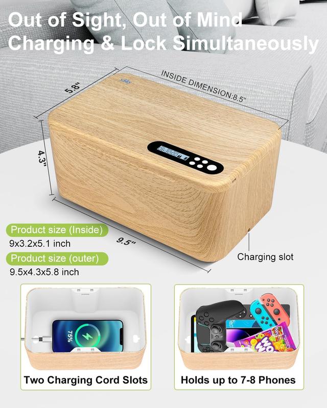 Safe Timed Lock Box, Phone Lock Box with Timer Unplug from Phones,Video ,Social Media,Snacks&Cravings,Self-Control Lockable Storage Box, Phone Locker Time Locking Container for Better Habits