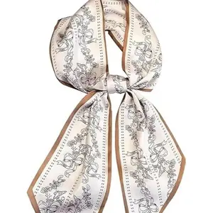 Head Scarf Hair Neck Scarves For Women Purse Bag Scarfs For Handbags Silky Long Thin Satin Headscarf Fashion