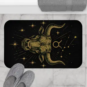 Taurus Zodiac Decor, Astrology Bull Bathmat.  Boho Bathroom Accessory, Horoscope Gift for Him/Her, Unique Home Decor