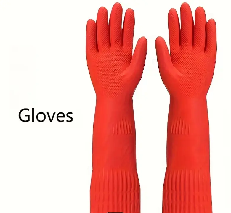 Rubber Gloves for Cleaning –  Pairs of Reusable Gloves for Dishwashing, Kitchen and Household Tasks, 15-Inch Long, Non-Slip and Waterproof (Medium Red )
