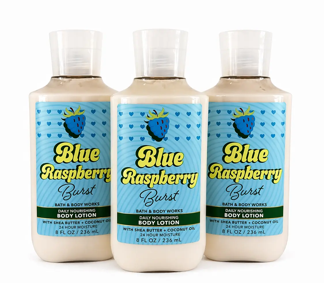 BLUE RASPBERRY BURST Bath & Body Works Body Lotion 3-Pack – 8 oz Each