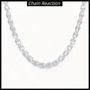 925 Sterling Silver plated Rope Chain Lobster Clasp  Silver Chain for Men Women Silver Necklace Chain 19.68~23.62 Inches Valentine's gift