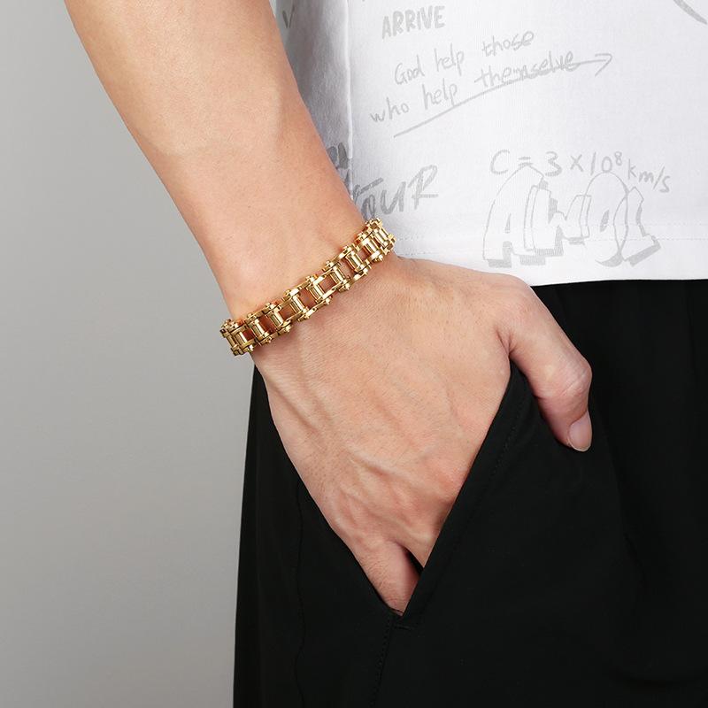 Stainless Steel Men's Motorcycle Chain Bracelet Personalized Domineering Bicycle Chain Bracelet