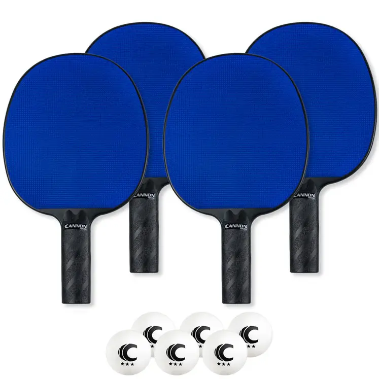 Cannon Sports Table Tennis Paddle with Rubber Face Set (4 Paddles + 6 White Balls)