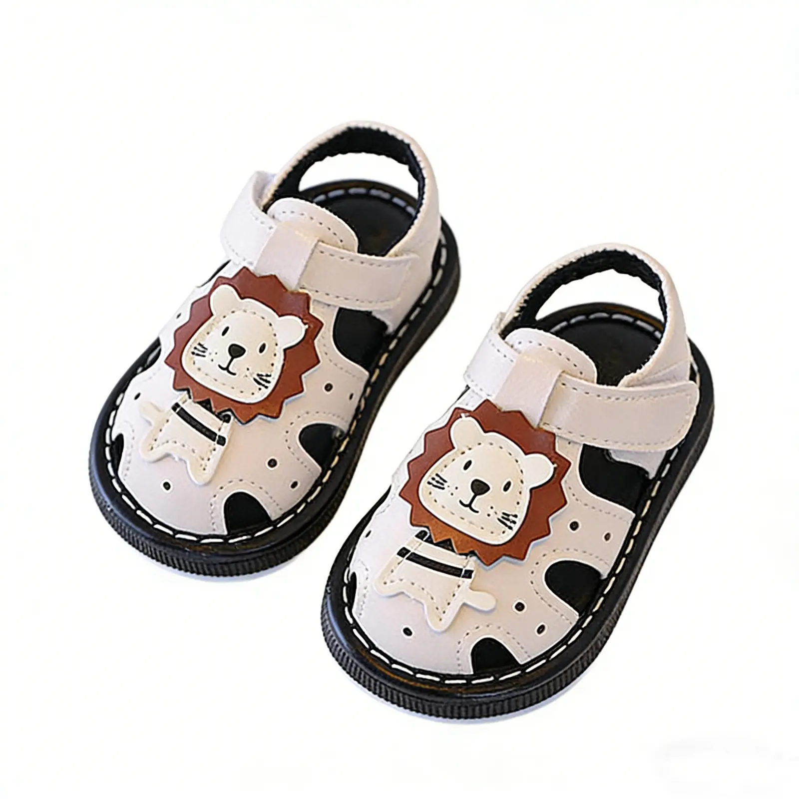 Infant Baby Boy Girl Sandals Flat Cartoon Lion Decor Hollow Out Soft Sole Non-slip Breathable First Walking Shoes summervibes