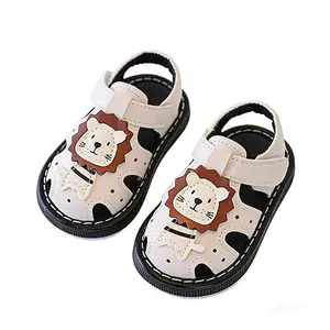 Infant Baby Boy Girl Sandals Flat Cartoon Lion Decor Hollow Out Soft Sole Non-slip Breathable First Walking Shoes summervibes