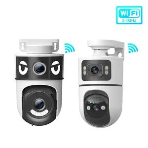 Dual Lens Ptz Wireless Security Camera, 2 Counts Ip65 Waterproof 360° Outdoor WiFi Surveillance, 3mp+ Auto Tracking, Motion Detection, Two-Way Talk, Night Vision Camera