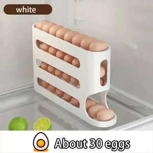 4-layer large-capacity egg storage box, refrigerator side door egg storage box, egg preservation box, refrigerator egg rack.Very durable PP material.Suitable for refrigerator storage.