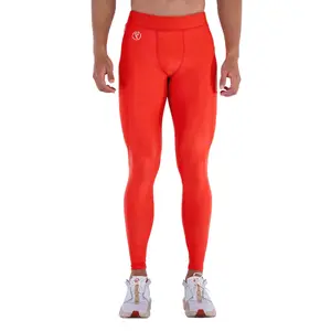 Kapow Meggings Inferno Red Shine Men’s Performance Leggings All-Weather Activewear with Phone & Zip Pockets