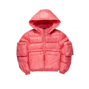 Keisha Pink Cargo Puffer Jacket