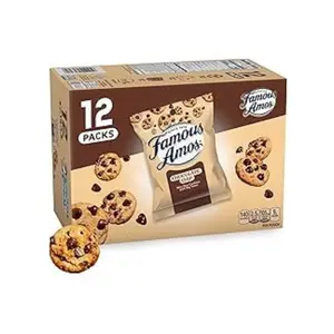 Famous Amos Classic Chocolate Chip Cookies, Bite-size cookies, Sweet Treats, 12 Pack Box, 12 oz