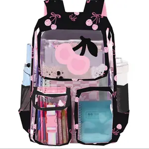 Dakimoe Clear Backpack Butterfly Heavy Duty Transparent Bookbag Teen Girlish Cute Bag Large Capacity See Through Backpacks Stadium Approved Daypack for Middle School College Sport/Travel