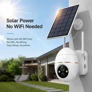 Solar Security Camera Outdoor Wireless 5MP 4G LTE Solar Powered Home Security Pan Tilt PTZ Color Night Vision PIR Motion Detection 10000mAh Battery Weatherproof IP66 EseeCloud APP Off Grid Surveillance