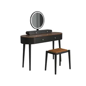 Elegant Makeup Vanity Table Set with LED Mirror and 3 Spacious Drawers