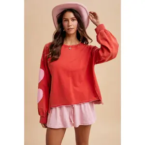 Valentine Heart Patch Red Sweatshirt