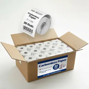 3" x 100' Carbonless Receipt Paper (30 Rolls) – 2-Ply White/Canary Duplicate, Impact & Dot Matrix POS Paper, Compatible with Epson TM-U220, Star SP, Citizen & IBM 4614
