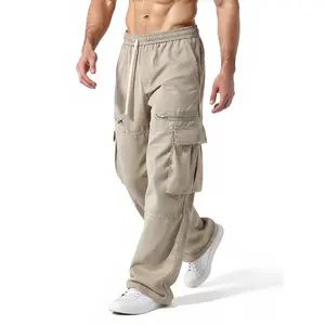 Men's regular-fit cargo pants featuring functional side zip pockets and an adjustable drawstring waistband, perfect for everyday comfort and versatile street-style outfits.
