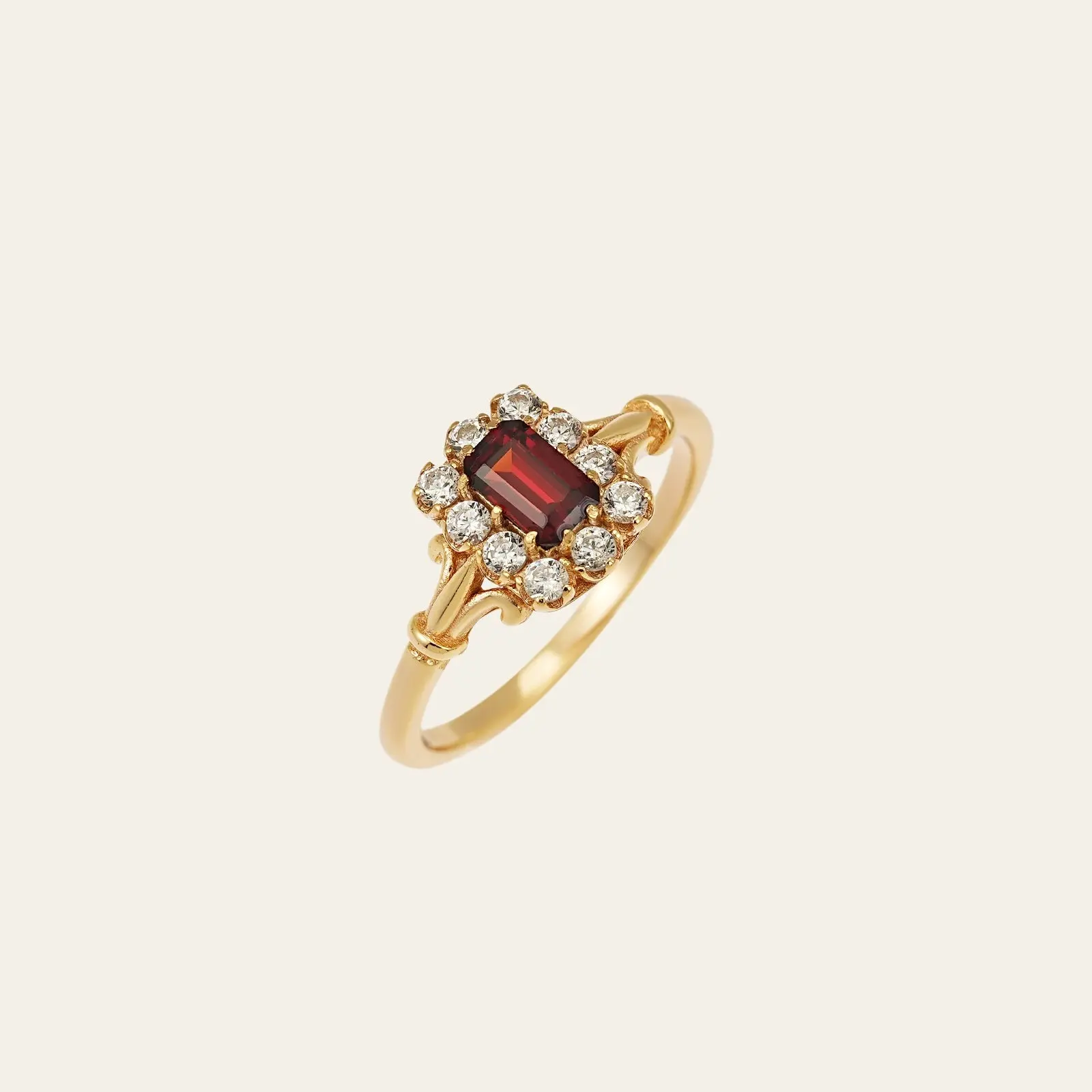 Adeline Garnet Diamond Ring: Dainty Gemstone Ring, 14K Gold Vermeil Sterling Silver, Birthday Gift