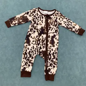 Cow print baby boy long sleeve kids romper