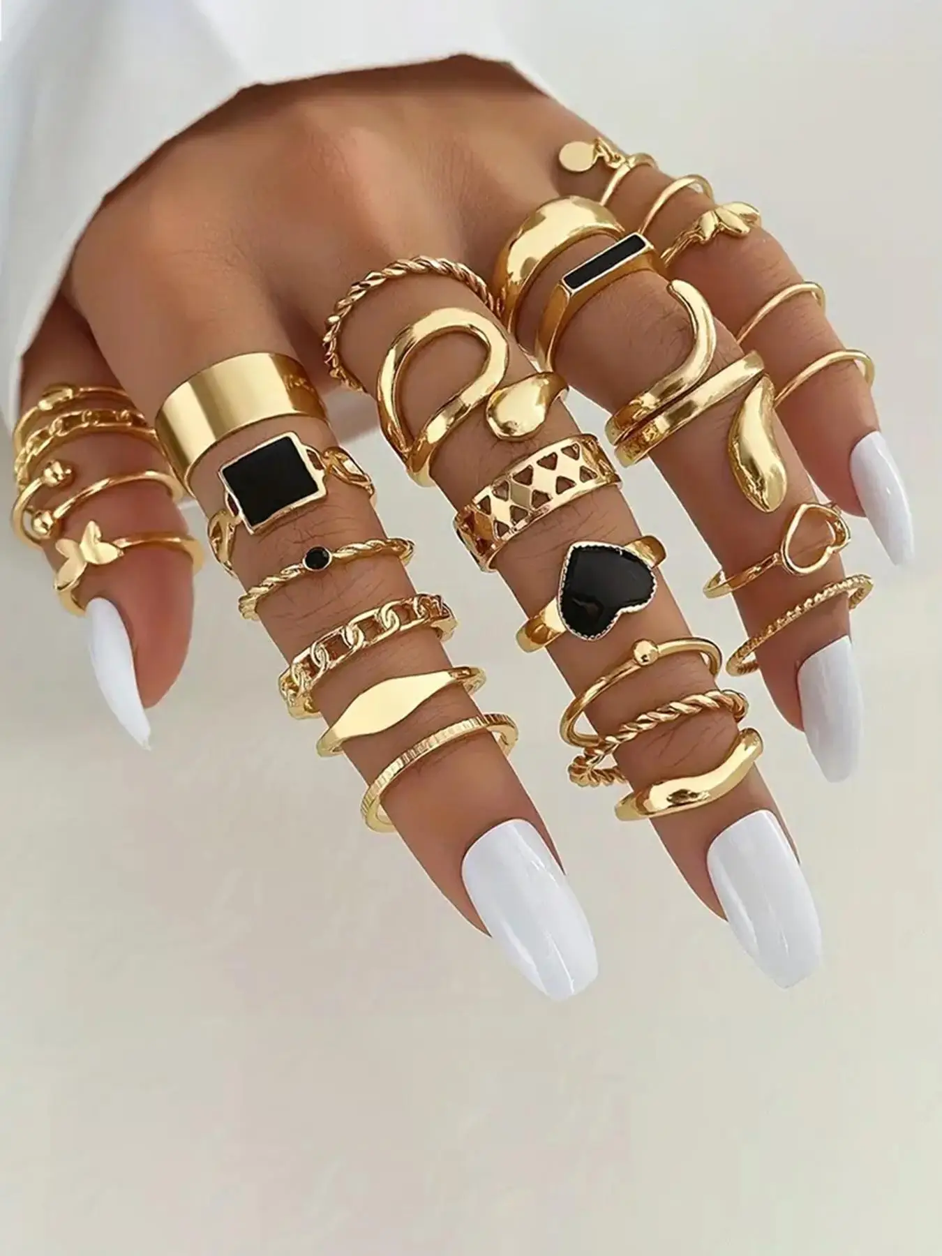 Summer 2024 Vintage Hollow Out Butterfly Heart Design Cuff Ring, Promise Rings Jewelry, New Fashion Accessories for Women Girl