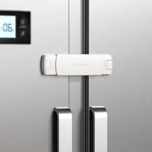 Mom's Choice Gold Awards Winner - EUDEMON 1 Pack Latest French Fridge Lock French Door Refrigerator/Freezer Lock Apply to Max 3.54"(90mm) Two Door Gap Distance for Kids & Babies,Easy to Install
