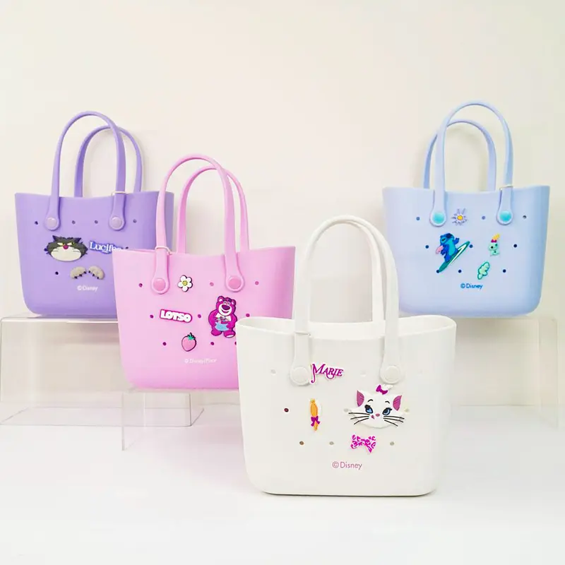 Disney Cute & Trendy Cartoon Lunch Bags - Reusable Waterproof PVC Totes with Handles, Trendy 23.5cm Mini/Large EVA Bags for Women, Food-Safe, Durable Business/Back to School Accessories, Perfect Gift (Lotso, Marie, Lucifer Squishables)