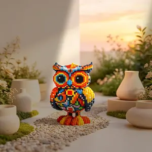 Colorful Owl 3D Puzzle Building Blocks Decoration, Art Puzzles Gift, Animals, Bookshelf Home Office Cabinet Decor, Party Living Room TV Stand Display Gift