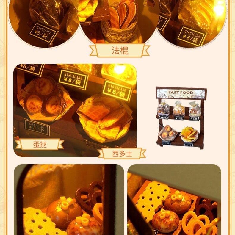 DIY Miniature Dollhouse Kit - Cozy Bakery Shop with LED Lights | Creative Handcraft Gift for Girls & Hobbyists