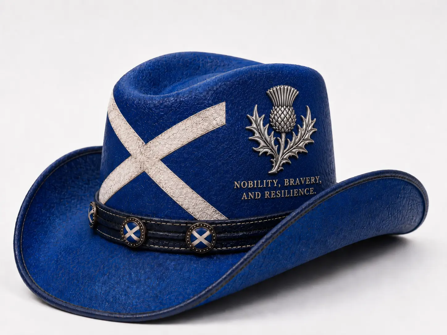 Heritage-Driven Cowboy Hat with Scottish Flag Print - Lightweight Fan-Inspired Design for Festivals & Evenings, Heritage-Driven Detail