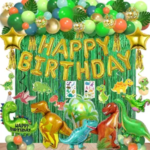 125Pcs Dinosaur Birthday Party Decorations, Dinosaur Balloons Arch Garland Kit with Fringe Curtain, Balloons for Party Baby Shower Decorations for Boy Kids No Brand