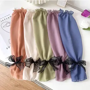 Women's Casual 6-Pair Summer UV Protection Arm Sleeves, Bowknot Mesh Ice Sleeves, Loose Thin Breathable Covers for Driving, Cycling