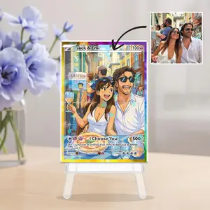 Custom Couple Acrylic Game Card, Custom Trading Card , Custom Illustration Card, Anime Card, Gift For Boyfriend Girlfriend, Cartoon Art