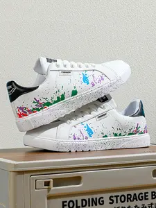 Men's Fashion Graffiti Design Lace Up Low Top Skate Shoes, Casual Comfortable Sports Shoes for Daily Wear, Male All-match Round Toe Shoes for Daily Wear