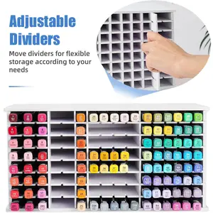 120-Marker Storage Box – Large Capacity Desktop Pen Holder with Adjustable Dividers, Reduces Desktop Space, Great for Organizing Watercolor Brushes and Colored Pencils, Can Be Placed Vertically or Horizontally, Suitable for Study and Office