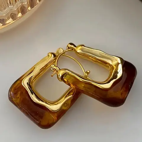 Vintage U-shaped Earrings, Gold Plated Hoop, Fashionable Earrings for Women, Trendy All-match Fashion Jewelry for Party Wear, Exquisite Birthday Gift, Lightweight Chunky Hoops, Stylish Jewelry, Fashionable Jewelry Accessories
