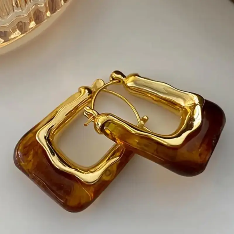 Vintage U-shaped Earrings, Gold Plated Hoop, Fashionable Earrings for Women, Trendy All-match Fashion Jewelry for Party Wear, Exquisite Birthday Gift, Lightweight Chunky Hoops, Stylish Jewelry, Fashionable Jewelry Accessories