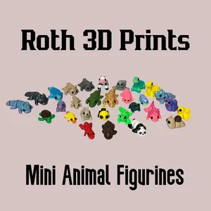 Mini Animal Figurines Pack - 3D Printed Articulating Statues and Figurines - Home Decor - Nature Ornaments collectible figurine