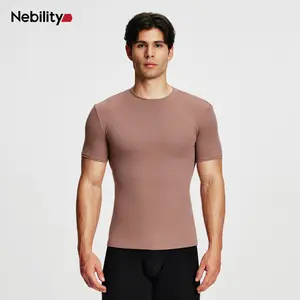 Nebility Men’s Compression Shapewear T-Shirt, Quick Dry Stretch Odor-Resistant Muscle Fit Workout Tee, Ultra-Light Breathable Training Top for Gym & Daily Wear