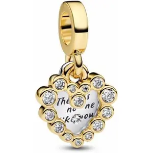 Pandora Sparkling Heart Double Dangle Charm Sterling silver 14k gold plating 763765C01